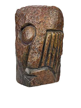 Shona Skulptur Abtsrakt "One Eyed Head" Serpentin aus Zimbabwe